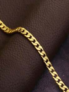 6毫米18K镀金男士嘻哈项链，礼品及派对首饰套装，男士时尚不锈钢链项链，日常装饰朋克嘻哈风格牛仔宽链四面钢制街头男士项链，圣诞节感恩节新年节日礼物 - 彩色 - 查看 6