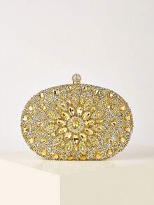 Luxury Goose Egg Shape Crystal Embellished Clutch Bag, Formal Dress Bag, Prom Bag For Party- New Shiny,Glitter Bling Glamorous,Elegant,Exquisite,Quiet Luxury Fashionable Evening Clutch Bag Decorated With Rhinestones Dinner Bag,Evening Bag,Elegant Rhinestone Rhinestone,Crystal Decor,Faux Pearl For Party Girl,Woman,For Lady,Bride Perfect For Party,Wedding,Prom,Dinner/Banquet Best Gift For Women - 金色 - 查看 9