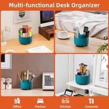 Marbrasse Desk Organizer, 360-Degree Rotating Pen Holder, Desk Organizers And Accessories With 5 Compartments Pencil Organizer, Art Supply Storage Box Caddy For Office, Home(Green) - ColorB - 查看 2
