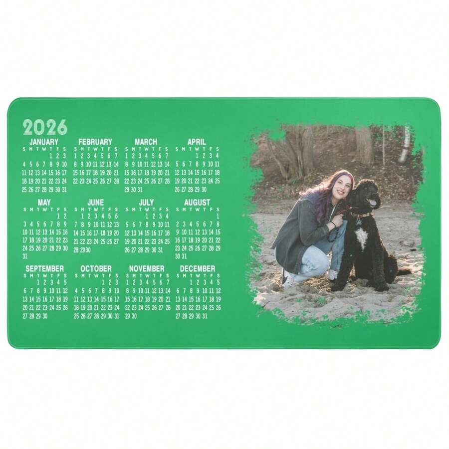 1PC Personalized Photo Calendar Large Mouse Pad With Stitched Edges, Custom Rectangle Mousepad Gift For Friend Girlfriend Boyfriend, Perfect Boy Gift For Birthday, Anniversary, Valentine's Day, 2026 Back-To-School Season - 23.6" X 13.8" - 05 - View 1