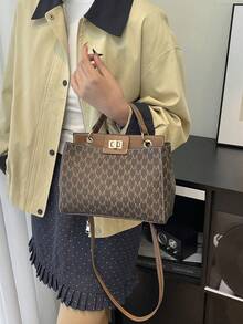 Autumn/Winter New Gao Ao Ji Letter Print Women Handbag Shoulder Bag - Brown - View 4