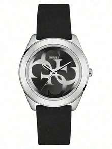 Guess Women's Watch, Women's Black Silicone Strap Watch, Silver Large Buckle Logo Dial, Casual Sports Quartz Wristwatch W0911L8 - Black and Silver - View 4