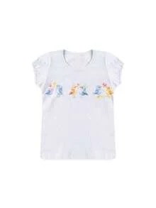 Conjunto Infantil Menina Passarinho Branco Shorts + Blusinha Minitune - Branco - Visão 3
