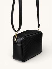 Premium Compact Camera Crossbody Bag With Adjustable Strap - Black In V - View 5