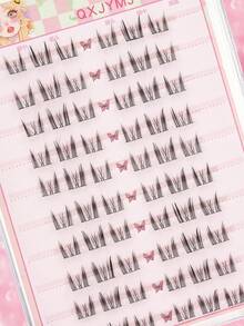 60pcs C-Curl Fluffy Cat Fairy False Eyelashes, Soft Natural Look Eyelashes, Glue-Free Design, Cute Cartoon Segmented False Eyelashes, Suitable For Beginners, Eyelash Clusters, Individual Lashes, False Eyelashes, Faux Lashes - C - View 6