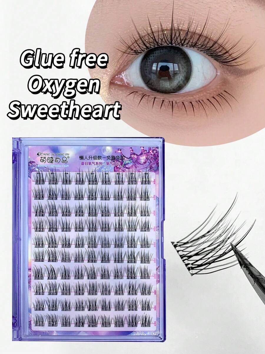 12-13mm Self-Adhesive Oxygen Candy False Eyelashes, Large Capacity, No Glue, Natural Single Cluster, Easy For Beginners And Lazy People To Use, Cartoon Eyelash Cluster, Eyelash Cluster, Single Eyelash, Eyelash, False Eyelash - Black - View 1