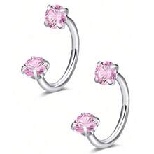 2PCS Stainless Steel Zirconia Horseshoe Ring Piercing Nose Ear Belly Rings Women Cartilage Helix Earrings Daith Piercing Jewelry - Nose Ring - View 11