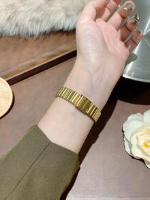 1 pieza Reloj de cuarzo con diseño de espiga de trigo dorado redondo para mujer, con escala de números arábigos, adecuado para uso diario, puede usarse como regalo de cumpleaños/Año Nuevo/Navidad - Dorado - Ver 5