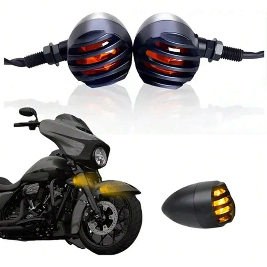 Luces Direccionales Genérica 2pz Moto Tapa Amarilla Negro - A - Ver 1