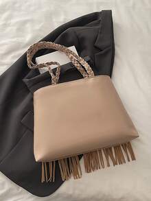 New Arrival Large Capacity Elegant Tassel Fashion European And American Casual Versatile Shoulder Bag - Khaki - View 8