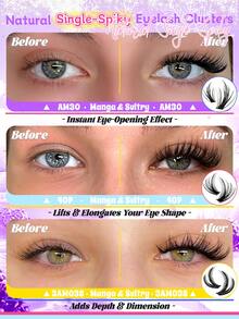 Eimny Manga Style False Eyelash Cluster Set 300pcs D Curl 10-18mm, Soft And Comfortable, Cluster Eyelash Extensions, Lightweight Ethereal Fluffy, Anime Cosplay Single Eyelash Clusters - Multicolor - View 9