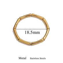 极简竹节造型不锈钢戒指 - 18K镀金，低过敏性，几何造型可叠戴戒指，适合女性日常穿搭、叠戴首饰以及作为生日礼物送给她。 - 金色 - 查看 12