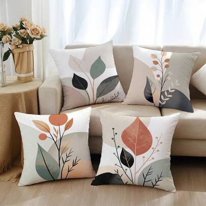 4 أغطية وسادة ملونة ذات تصميم هندسي وطبيعي، قماش مخمل ناعم أحادي الجانب، مقاس 45*45 سم، أغطية وسادة لديكور المنزل وغرفة النوم وغرفة المعيشة والحفلات، أغطية وسادة زخرفية للأريكة، هدية للمناسبات (بدون إدراج الوسادة)