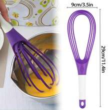 可折叠旋转打蛋器，双头气球式和扁平式搅拌工具，必备家用厨房小工具和烘焙配件 - 彩色 - 查看 2