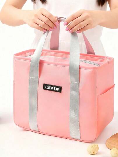 1pc Large Capacity Lunch Bag, Waterproof Portable Lunch Tote Suitable For Women/Men/Adults, Reusable Lunch Bag For Work, Picnic, Outdoor