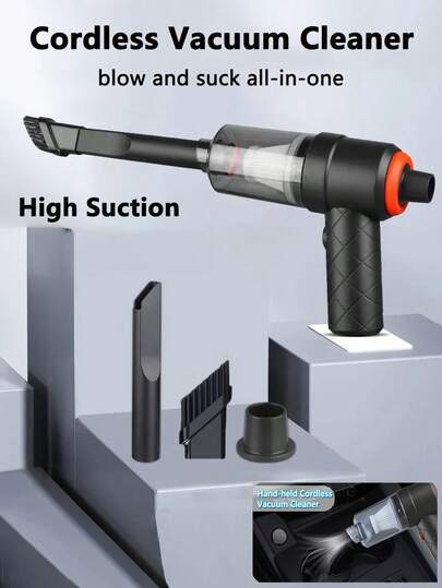 Mini aspiradora inalámbrica portátil, purificador de aire recargable de mano con bajo nivel de ruido 2 en 1 con múltiples boquillas, kit de limpieza para coche, hogar, oficina y mascotas