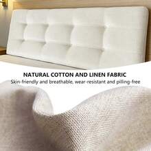 PHOCOENA Upholstered Headboard Queen Size, Sturdy And Durable Solid Wood Bed Headboard, Fabric Headboard Adjustable Height, Modern Button Design Head Board, Beige - 米色 - 查看 3