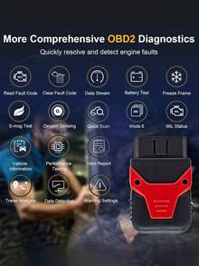 OBD2蓝牙诊断工具和扫描仪 - 高级OBD2汽车和摩托车诊断仪，支持40,000+故障码，兼容、安卓系统以及1996年及之后生产的所有车辆。 - A - 查看 3