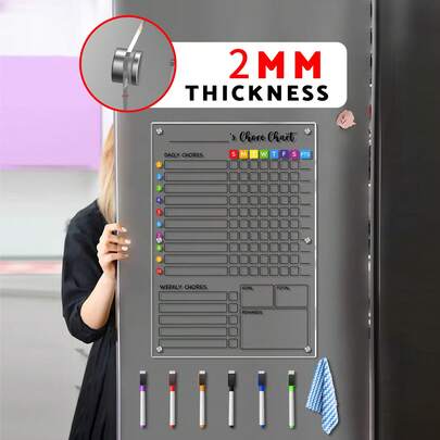 1 Set A3 Size Acrylic Whiteboard, Colorful Fridge Decor, Reusable Dry Erase Acrylic Board With 6 Holes, Large Size Writing Memo Board (Includes 6 Whiteboard Markers + Random Color Eraser)