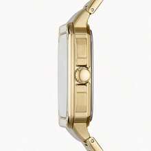 Fossil BQ2573 Men's Automatic Mechanical Watch, Gold Square Case, Hollow Dial, Stainless Steel Strap - Gold - View 2