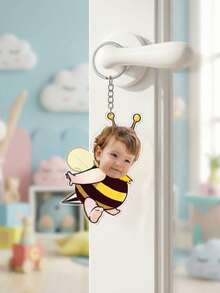 1个定制蜜蜂头像钥匙扣，可爱卡通蜜蜂亚克力钥匙扣挂件，可定制姓名，轻巧耐用，便携配件，适合儿童、情侣和朋友，生日礼物、节日礼物，钥匙扣背包装饰 - 彩色 - 查看 2