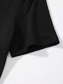 Camisa Hombre Manga Corta, Diseño Simple, Imprescindible Verano - Negro - Ver 4