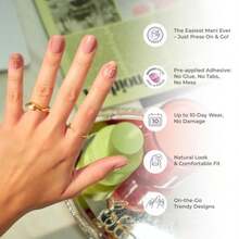 ImPRESS No Glue Mani Press On Nails Design 'Falling' White Short Size Squoval Shape Includes 30 Nails Prep Pad Instructions Sheet 1 Manicure Stick 1 Mini File-B099 - trắng - Xem 4