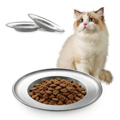 Stainless Steel Cat/Dog Bowl Set, Pet Feeding Anti-Splash Bowl, One-Piece Seamless Design Easy To Clean, Stackable, Suitable For Dry/Wet Food And Water, Applicable To Various Pet Feeding Scenarios
