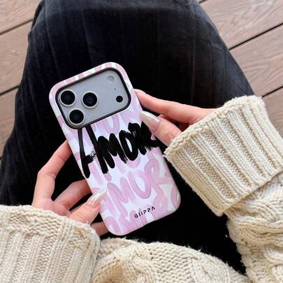 1 件装“Amore”艺术设计手机壳，适用于 17 Pro Max，兼容 16 Pro Max、15 Pro Max、14 Pro Max，韩国高端趣味手机壳，也适用于 11/12/13/14/15/16 Pro Max Plus，优雅设计男女皆宜，是圣诞节、情人节、复活节、婚礼季和生日送给女友的理想礼物。