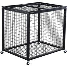 Rolling Sports Ball Storage Cart, Lockable Basketball Cage With Double Lids, Sport Equipment Holder Organizer For Indoor Outdoor, Steel Storage Rack For Garages, Playgroup, Gym And Schools - Black - View 8