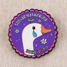 可爱卡通猫牛珐琅徽章动物虎鲸搞笑浣熊语录胸针金属翻领别针徽章背包服装配饰珠宝朋友礼物 - 黑色 - 查看 5