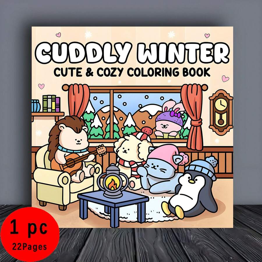 毛绒冬季绘画书：22幅独特有趣的插图挑战你的思维 - 独特艺术设计，22页，创意表达，趣味十足，独具匠心，万圣节、圣诞节、感恩节礼物佳选，高品质纸张 - 單件 - 查看 1