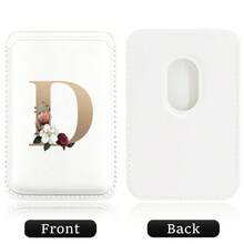 Elastic Magsafe Cardholder Slim Leather Magnetic Wallet Built In Magnet Designed Magnet Phone Bag Cover CellPhone Credit Card Holder For Apple12/13/14/15/16 Pro Max & Magsafe Case A-Z Gold Pattern - White - View 24