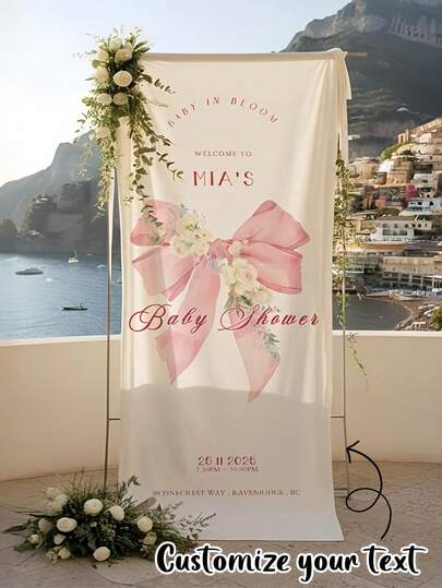 Pancarta de bienvenida personalizable de varios tamaños | Nombre/Fecha/Texto personalizado, ideal para bodas, cumpleaños, duchas, de poliéster, fácil de montar, perfecta para el jardín, el patio y la sala de estar
