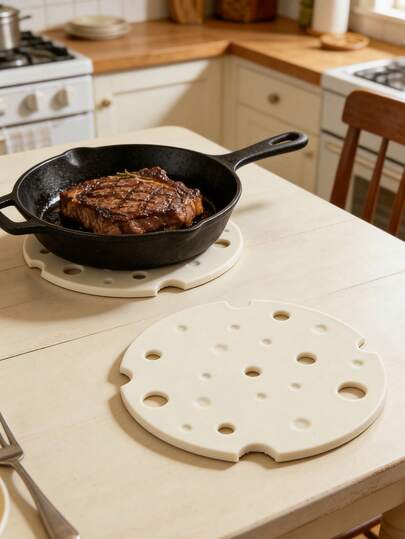 1 pieza Almohadilla flexible, fácil de limpiar, resistente a altas temperaturas, aislante para cazuela, estilo crema, unicolor, color macaron, redonda, a prueba de aceite, antideslizante, aislante térmico grueso, protección contra quemaduras, soporte para ollas calientes, aislante térmico, protección contra quemaduras, uso diario en el hogar, cocina y mesa de comedor