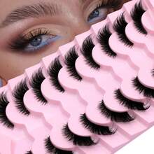 GROINNEYA Half Lashes Natural Fake Lashes Wispy Cat Eye Lashes Clear Band Accent Short False Eyelashes Make Up - 9pairs-bP05 - View 6
