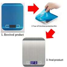 1个紧凑型数字厨房秤，不锈钢液晶电子智能食品秤，小型克数烘焙秤，珠宝秤，咖啡秤，厨房用品，厨房工具（蓝色薄膜可撕除，不含电池） - 銀色 - 查看 4