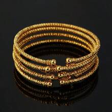 6pcs 3mm African Bangle Bracelets, Dubai Bangles And Bracelets, Colors, Gold, Middle Eastern, Wedding Jewelry, Gift - Yellow Gold - View 8