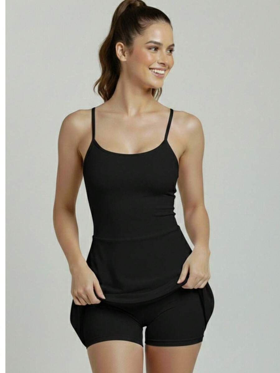 Women's Fitness Jumpsuit – Body-Hugging Fit - 黑色 - 查看 1