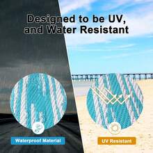 Pauwer Outdoor Rug Waterproof For Patios, Reversible Plastic Straw Rug Camping Carpet, Indoor Outdoor Area Rugs Patio Mats For RV,Picnic,Backyard,Deck,Balcony,Porch - Stripe/Teal - View 4