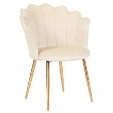 Dressing Table Chair, Velvet Armchair With Golden Metal Legs, Elegant Shell Chair, Upholstered Chair For The Living Room, Comfortable Lounge Chair, Armchair In A Modern Design - 米色 - 查看 11
