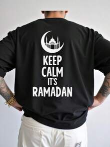Camiseta de cuello redondo casual de los hombres con impresión trasera, top de los hombres, regalo para los hombres - Negro - Ver 1