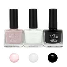 COSMI MILANO Total 3 Pieces Made In Eu 8Ml Gel Effect Nail Polish Hydrating Nourishing Formula Gentle On Nails Salon Grade High Shine Finish Easy Quick Removal Professional Gel Look At Home Suitable For All Nail Types The Best Colors Of Summer - BIANCO 209+SOFT PINK 213+BLACK 216 - 查看 11