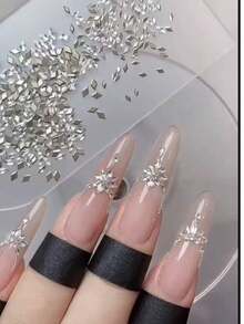 50pcs/Bag Mini Rhombus Zirconia Flat Asymmetrical Crystal Nail Art Decorations, High-Quality DIY Personal Manicure Crystal Glass Accessories, Super Shiny Nail Rhinestone Nails Nail Supplies Nail Gems - Multicolor - View 8