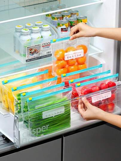 10pcs Reusable Food Storage Bags, Ziplock Seal Bags, Thick Plastic Bags For Refrigerator, Microwave , Suitable For Food Preservation And Categorized Storage
