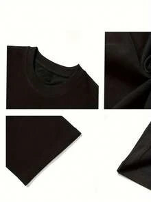 Tito's Hand-Printed Men's Crew Neck Short-Sleeve Cotton T-Shirt, Suitable For Everyday Casual Summer Wear, 220 Grams - 黑色 - 查看 4