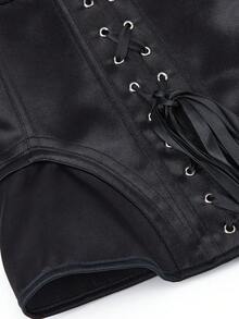 纯色塑身胸衣短款上衣，修身紧身胸衣，适合女性，可用于晚宴、舞会、无肩带、带罩杯、服装、万圣节表演等场合。 - 黑色 - 查看 5