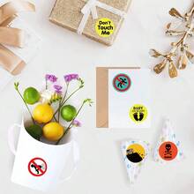 500pcs/Roll Warning Tape Stickers, Aesthetic 1 Inch Labels With 8 Patterns, Self-Adhesive Sealing Stationery For Scrapbooking, Cards, Envelopes, Party Supplies, Rewards & Motivation - Black - View 4