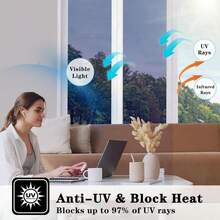 50cm X 200cm One-Way Adhesive Sun Film, Glass Sticker, Sunscreen Film, Heat Insulation Film, Privacy Film, Silver And Blue, Privacy Window Film, Sliding Door Sunscreen Film - Deep Blue Silver - View 7