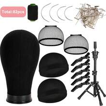 22inch Canvas Wig Mannequin Head With Head Stand For Making Display With Wig Caps Canvas Block Mannequin Head With T Pins Set Hair Styling Practice Display - View 2